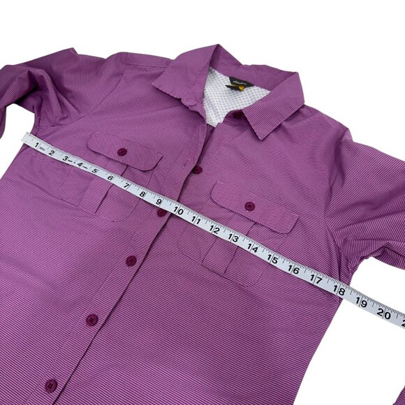 Eddie Bauer Womens XS Purple Button-Up Shirt Dual Chest Pockets Roll Tap Sleeves - Picture 5 of 12